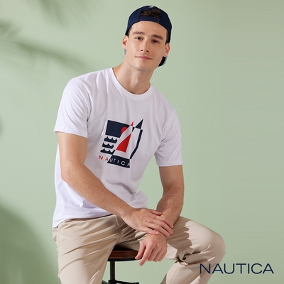 Nautica男裝 經典LOGO幾何圖形短袖T恤-白色