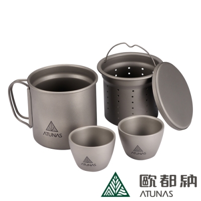 【ATUNAS 歐都納】雙層鈦茶壺套組(330ML+50ML)A2ACBB09N/環保無毒/輕量耐用/登山健行/露營野餐/餐具配件