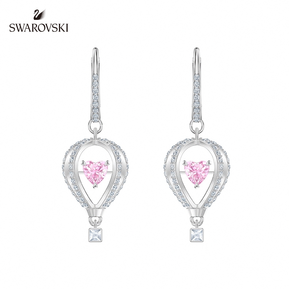 SWAROVSKI 施華洛世奇 Into the Sky 白金色愛戀熱氣球穿孔耳環