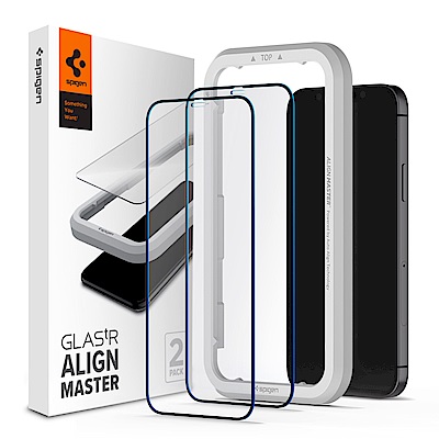 SGP / Spigen iPhone 12/ mini/ Pro/ Pro Max_Align Master-玻璃保護貼(黑x2入)