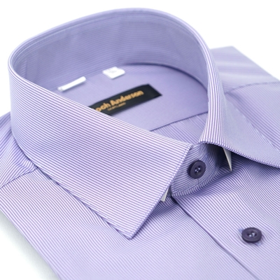 金安德森 紫色線條吸排窄版短袖襯衫fast
