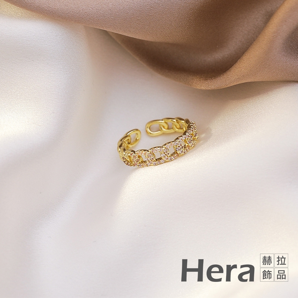 Hera 赫拉 日系時尚感鋯石麻花開口戒指指環