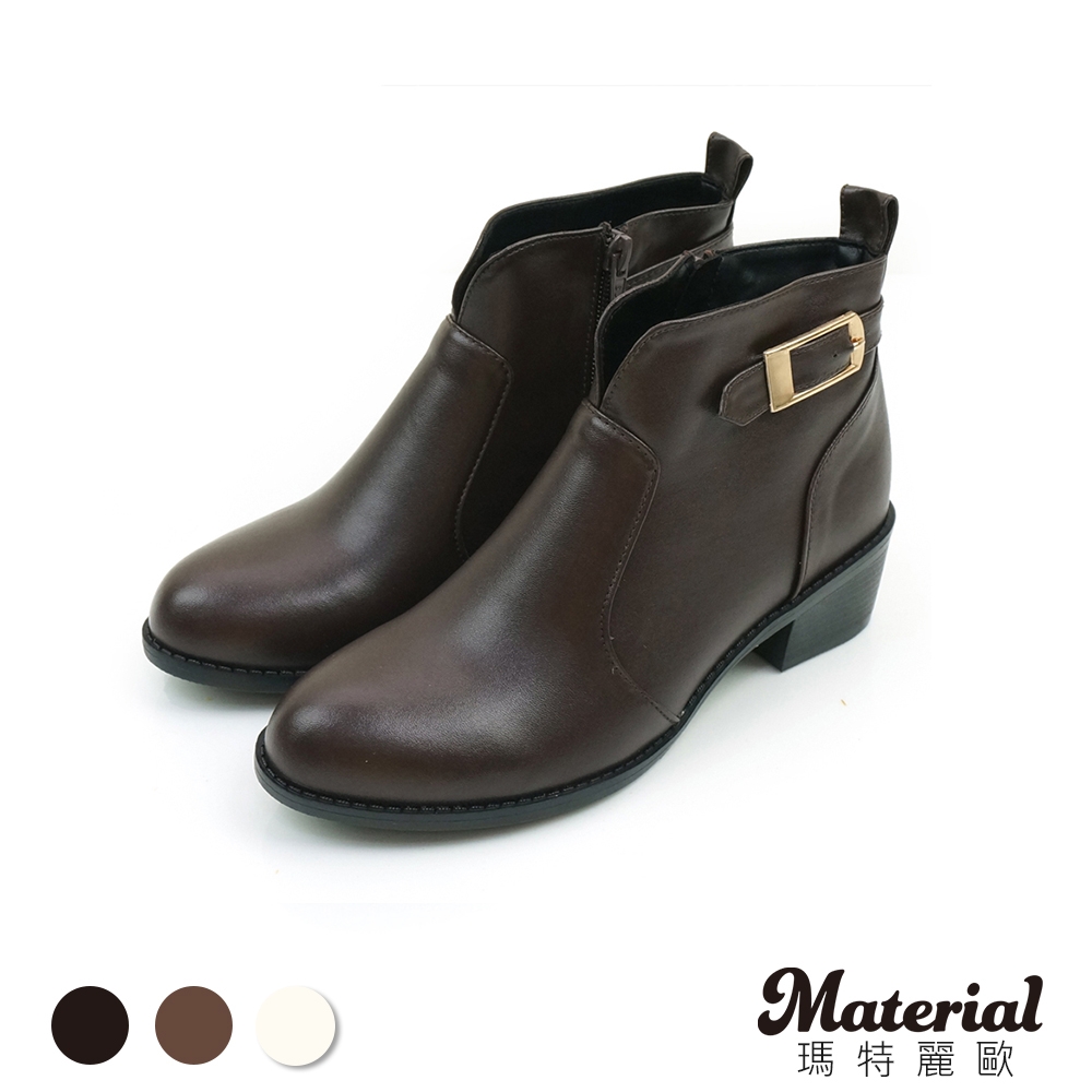 Material瑪特麗歐 MIT 短靴 金屬側釦尖頭短靴 T7827