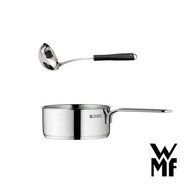 德國WMF 單手鍋 14cm 0.9L兩件組(鍋+湯勺)