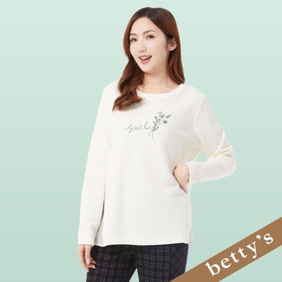 betty’s貝蒂思 雪紡百摺拼接絨面T-shirt(米白色)