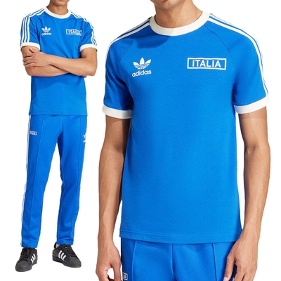 Adidas Figc Og 3s Tee 男款 藍色 經典 復古 三葉草 修身 印花徽章 上衣 短袖 IU2123