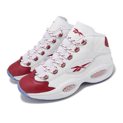 Reebok 籃球鞋 Question Mid 男鞋 白 紅 緩震 輕量 皮革 Iverson 運動鞋 100074721