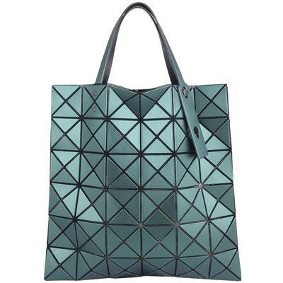 ISSEY MIYAKE 三宅一生 BAOBAO 綠金色皮質三角格6x6手提包