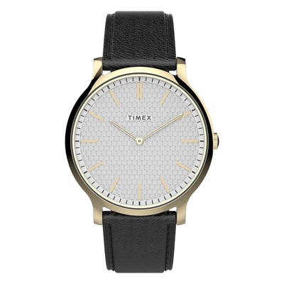 TIMEX 天美時 風格系列 時尚手錶-銀白x金x黑/40mm