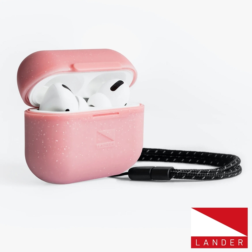 美國 Lander AirPods Pro Arete 防水防摔保護殼附手繩 - 櫻花粉