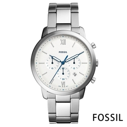 FOSSIL 白富帥簡約時尚不鏽鋼腕錶(FS5433)-白色x44mm