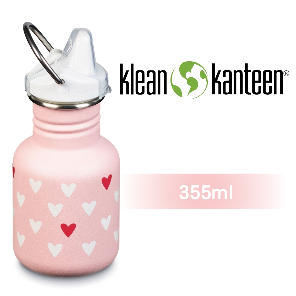美國Klean Kanteen 幼童窄口不鏽鋼吸嘴瓶-355ml-紅心心