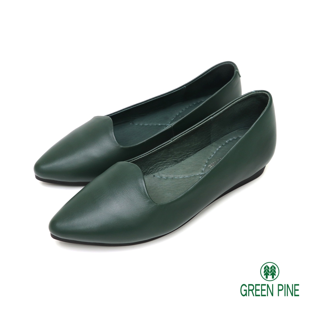 Green Pine 素色淺口微內增高樂福鞋 綠色 (00326913)