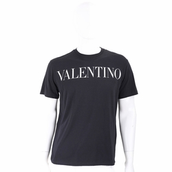 VALENTINO 字母印花黑色棉質短袖T恤 TEE(男款)