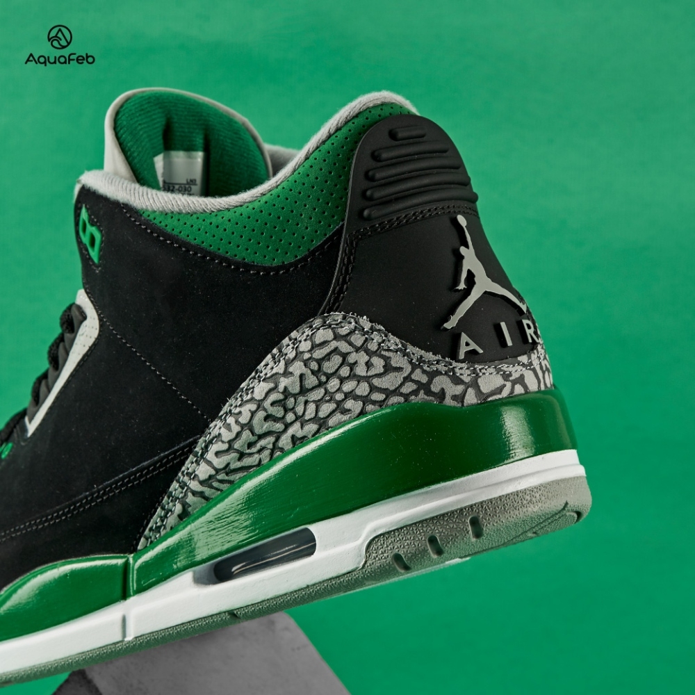 Nike Air Jordan 3 “Pine Green” 男鞋黑綠色爆裂紋AJ3 喬丹休閒鞋籃球