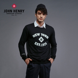 JOHN HENRY 純棉紐約復古字母大學T- 3色選