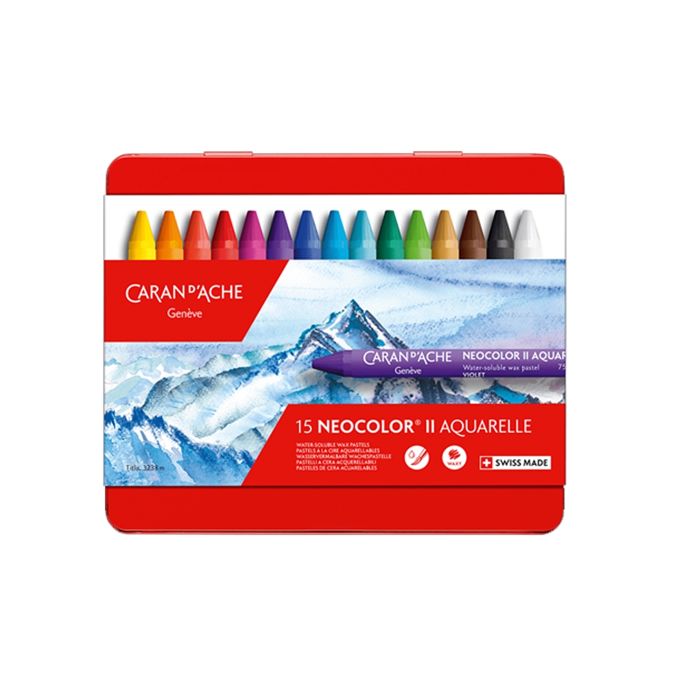 【CARAN dACHE 瑞士卡達】NEOCOLOR II 專業級水溶性蠟筆 15色 /盒 7500.315