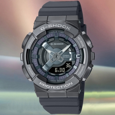 CASIO 卡西歐 G-SHOCK 多層次金屬 雙顯腕錶-灰 禮物推薦 畢業禮物 42mm / GM-S110B-8A