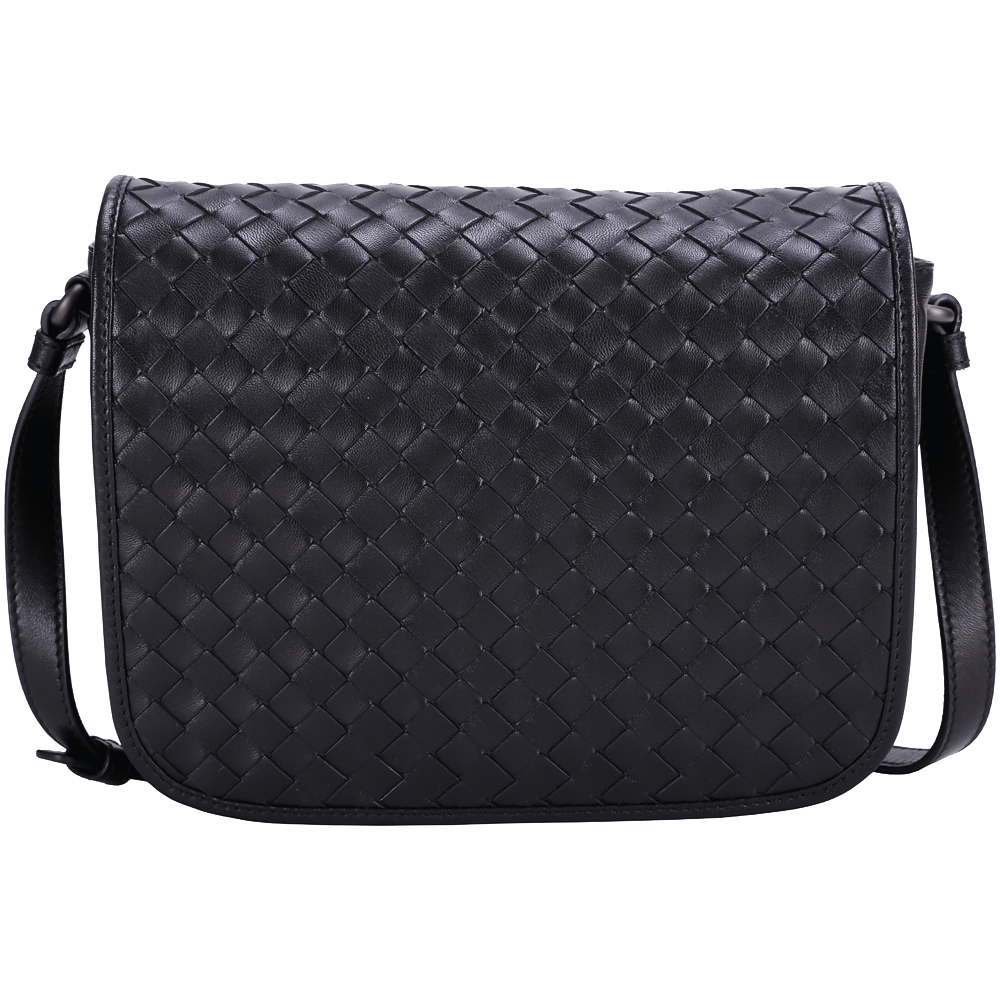 BOTTEGA VENETA INTRECCIATO NAPPA 小羊皮編織斜背包(黑色)