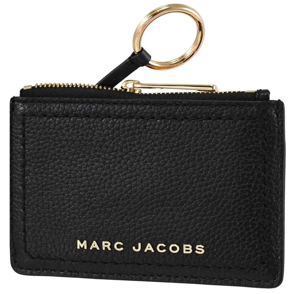 MARC JACOBS 金屬LOGO4卡鑰匙吊環零錢包(黑)