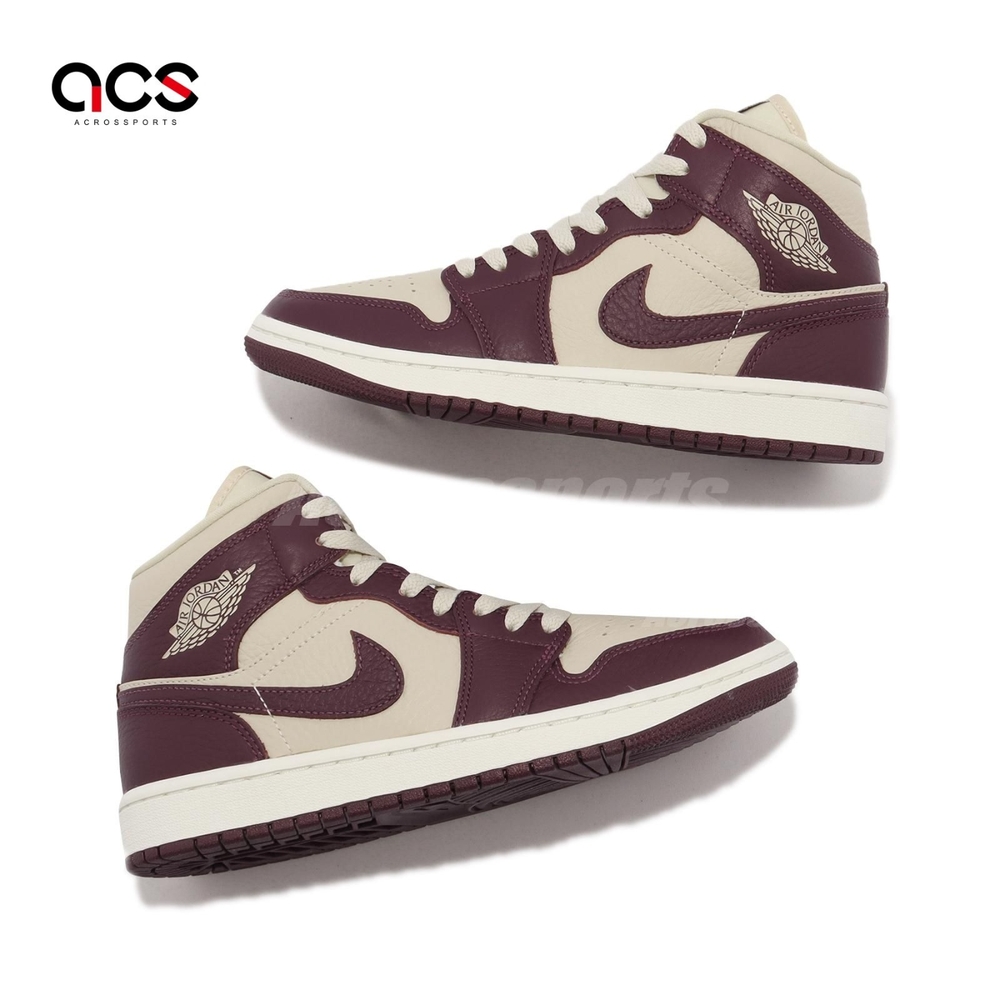 Nike Wmns Air Jordan 1 Mid SE 米白酒紅紫女鞋喬丹1代休閒鞋DR0501