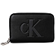 【Calvin Klein】CK MONOGRAM質感皮革拉鍊零錢包(經典黑) product thumbnail 1