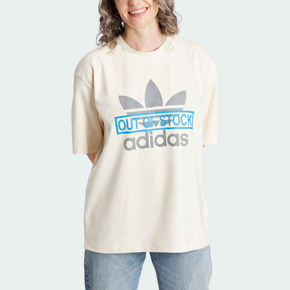 Adidas Tee KS IU4760 女 短袖 上衣 T恤 亞洲版 經典 三葉草 休閒 聯名款 棉質 舒適 米色