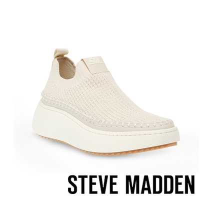 STEVE MADDEN-DOUBLESHOT 編織布厚底襪套休閒鞋-米杏色