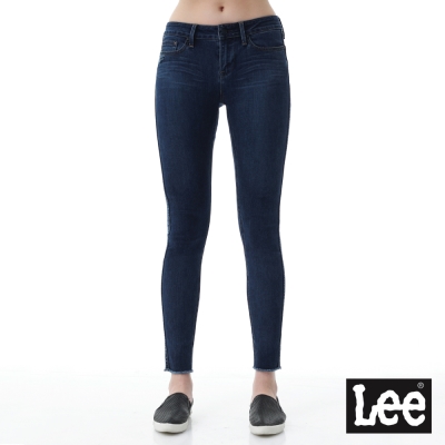 Lee 女款 400 抽鬚褲管中腰修身窄管牛仔褲 深藍洗水