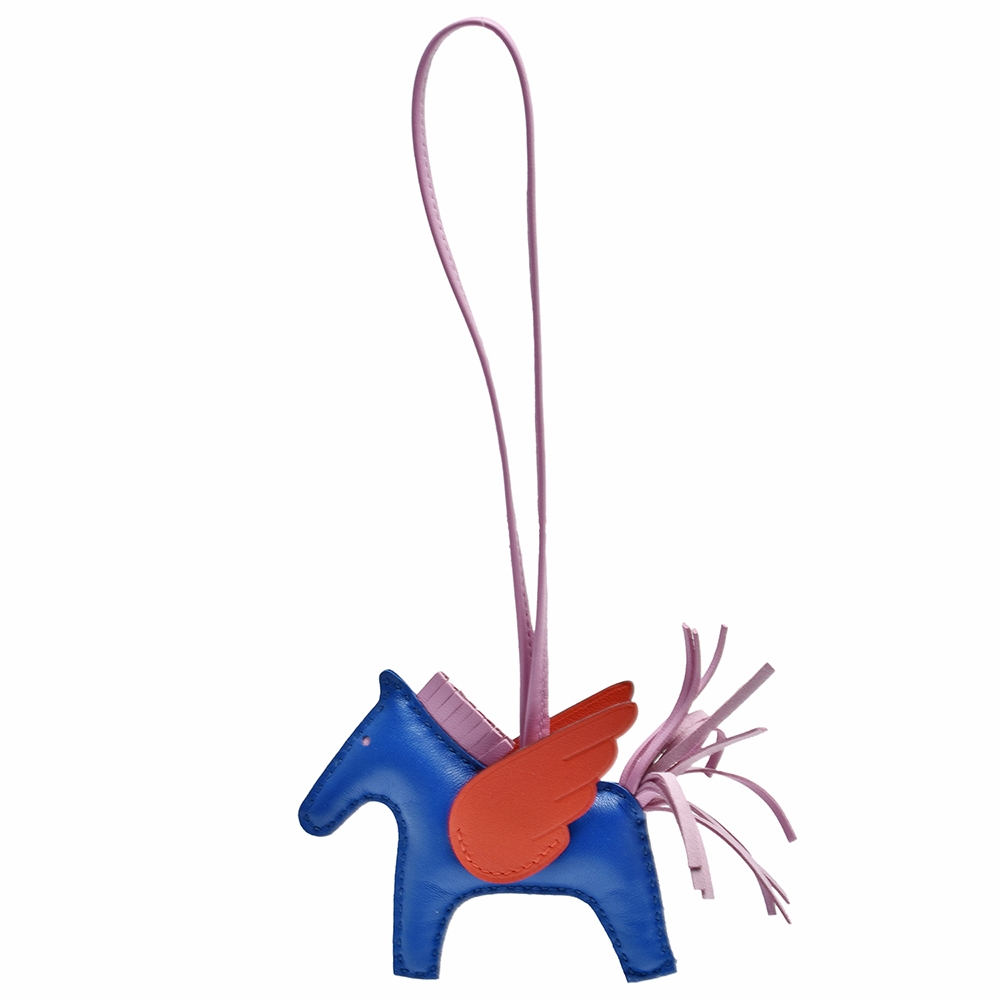 HERMES RODEO飛馬造型小羊皮鑰匙圈/吊飾(迷你-藍/粉)