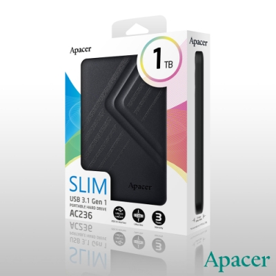 (三色可選) Apacer AC236 2.5吋 1TB 行動硬碟