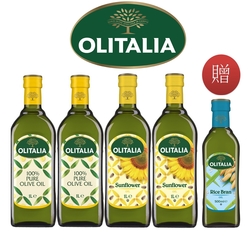 Olitalia奧利塔純橄欖油1000mlx2瓶+葵花油1000mlx2瓶-禮盒組+贈玄米油500mlx1瓶