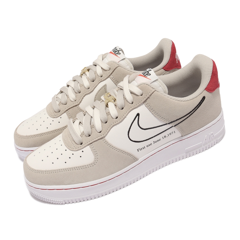 Nike 休閒鞋 Air Force 1 07 LV8 男鞋 經典款 AF1 手寫字樣 麂皮 穿搭 白 卡其 DB3597-100