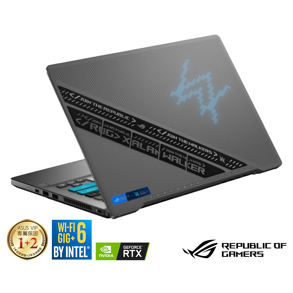 (ROG X Alan Walker G14 聯名機) ASUS GA401QEC 14吋電競筆電 (R9-5900HS/RTX 3050Ti/16G/1T SSD/上蓋有燈版)