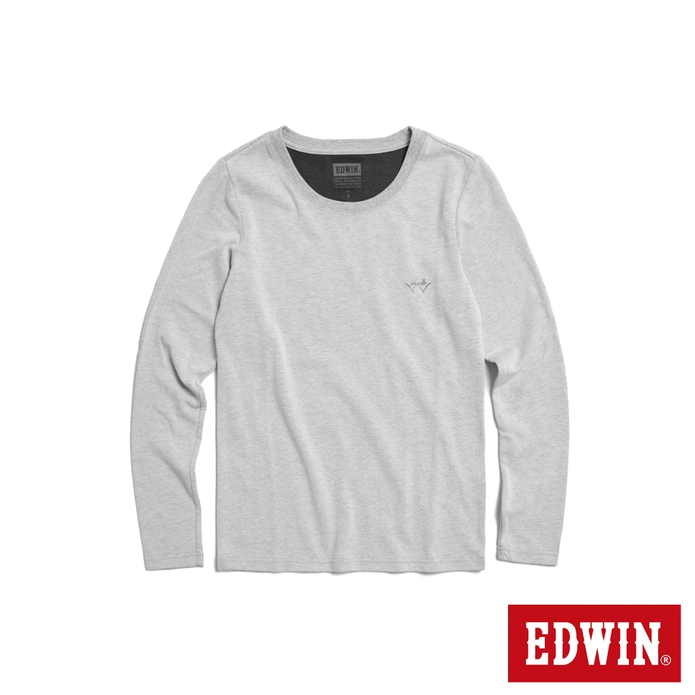 EDWIN 石墨烯發熱薄長袖T恤-女-銀灰色