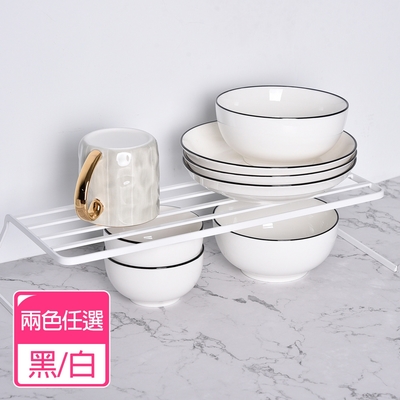 Homely Zakka 日式簡約鐵藝分層兩用盤架/碗筷架/置物架/櫥櫃整理架_2色任選