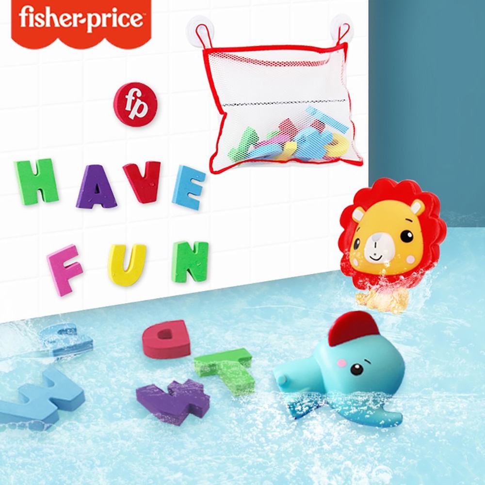 Fisher Price 費雪英文字母益智套裝 洗澡玩具 噴水公仔 漂浮玩具