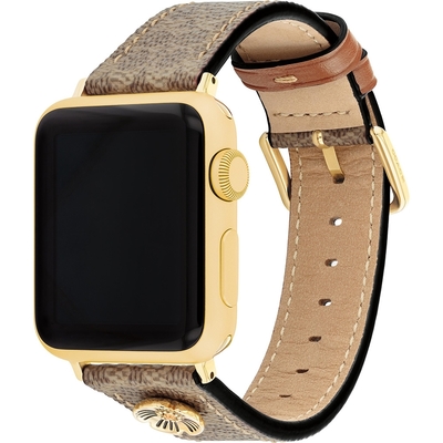 COACH Apple Watch 錶帶 38/41/42mm 適用 皮錶帶 送禮首選- 褐色C字(不含手錶)