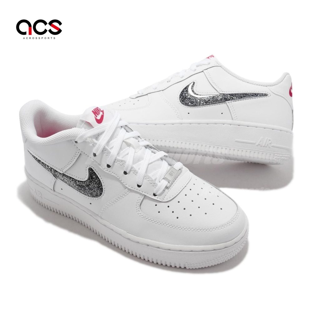 Nike 休閒鞋Air Force 1 LV8 GS 女鞋經典款亮粉立體logo 皮革穿搭大童