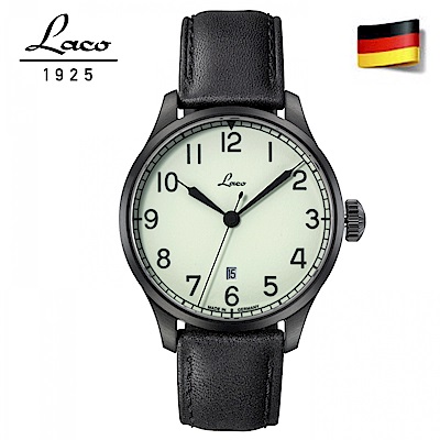 Laco 朗坤 861776 全夜光真皮防水海軍錶 德國自動機械男錶 42MM