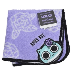 ANNA SUI X BLUE HAMHAM 品牌字母可愛公仔刺繡LOGO繽紛玫瑰花小方巾(紫色系)