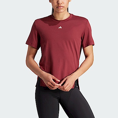 Adidas D2T Tee [IL1365] 女 短袖 上衣 T恤 亞洲版 運動 訓練 休閒 吸濕 排汗 開衩 深紅