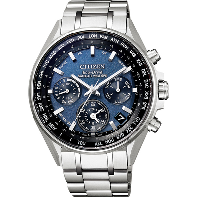 CITIZEN 星辰 光動能 鈦 GPS衛星對時手錶 送禮推薦-藍x銀/44mm CC4000-59L