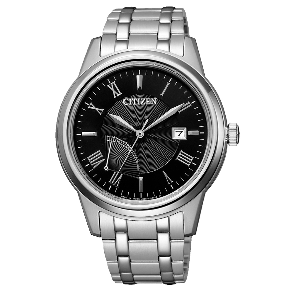 CITIZEN  GENT'S光動能時尚波動腕錶-銀X黑(AW7001-98E)/41mm