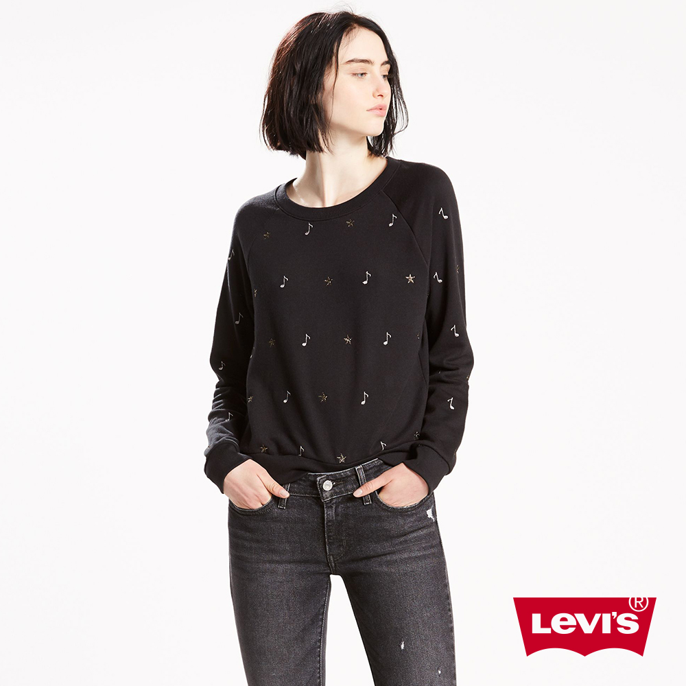 Levis 女款 長袖上衣 圖案 黑色 - 動態show