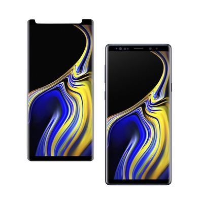 揚邑Samsung Galaxy Note 9全膠3D滿版曲面9H鋼化玻璃膜保護貼-縮版黑