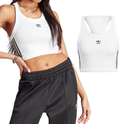 Adidas Top 女款 白色 三葉草 棉質 Y2K 穿搭 削肩 休閒 短版 背心 II0713