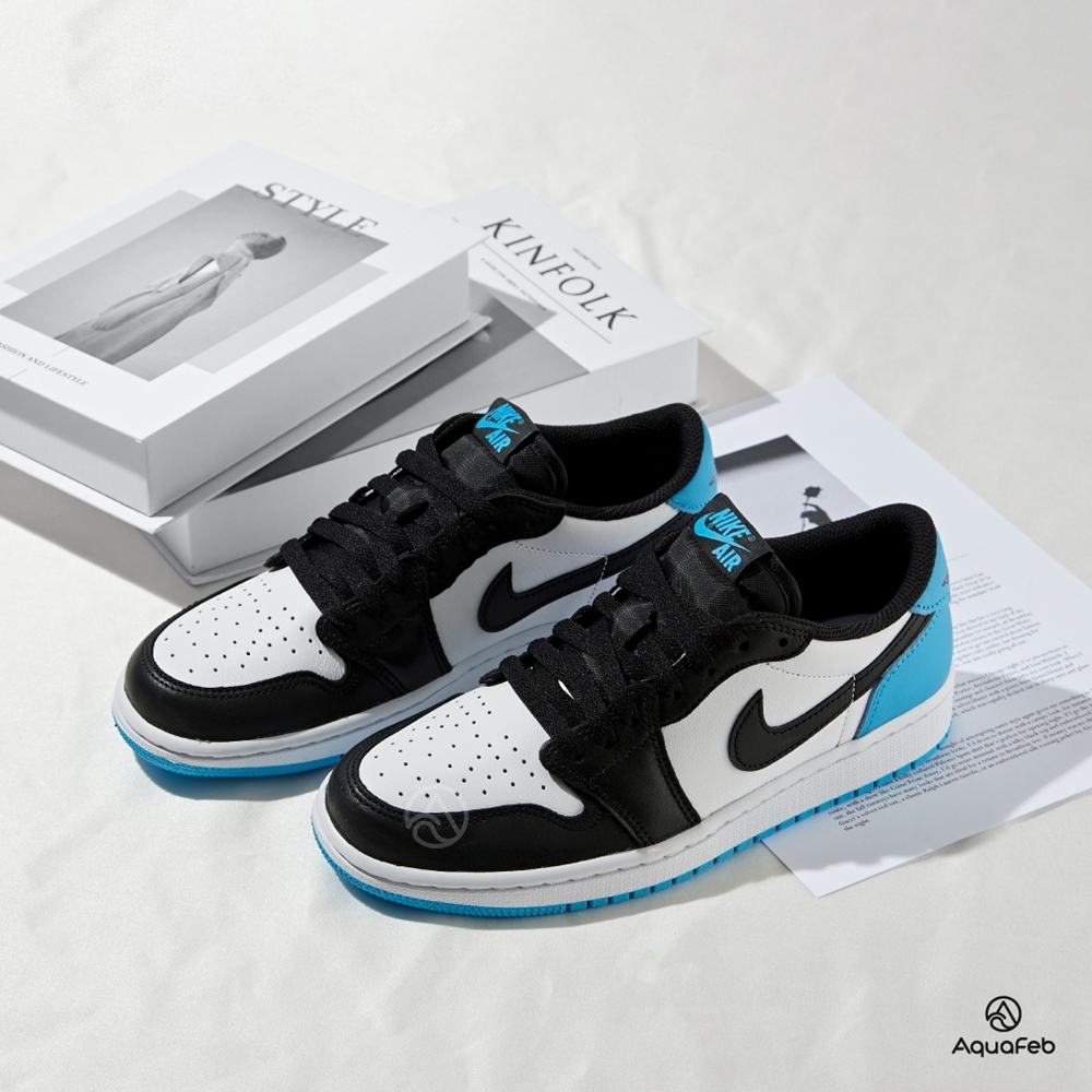 Nike Air Jordan 1 Retro Low OG 女鞋黑白藍色經典低筒運動休閒鞋