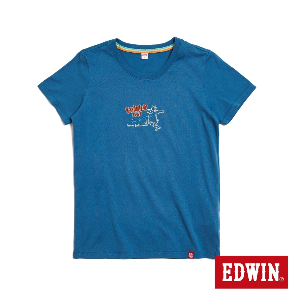 EDWIN TBT滑板熊短袖T恤-女-灰藍色