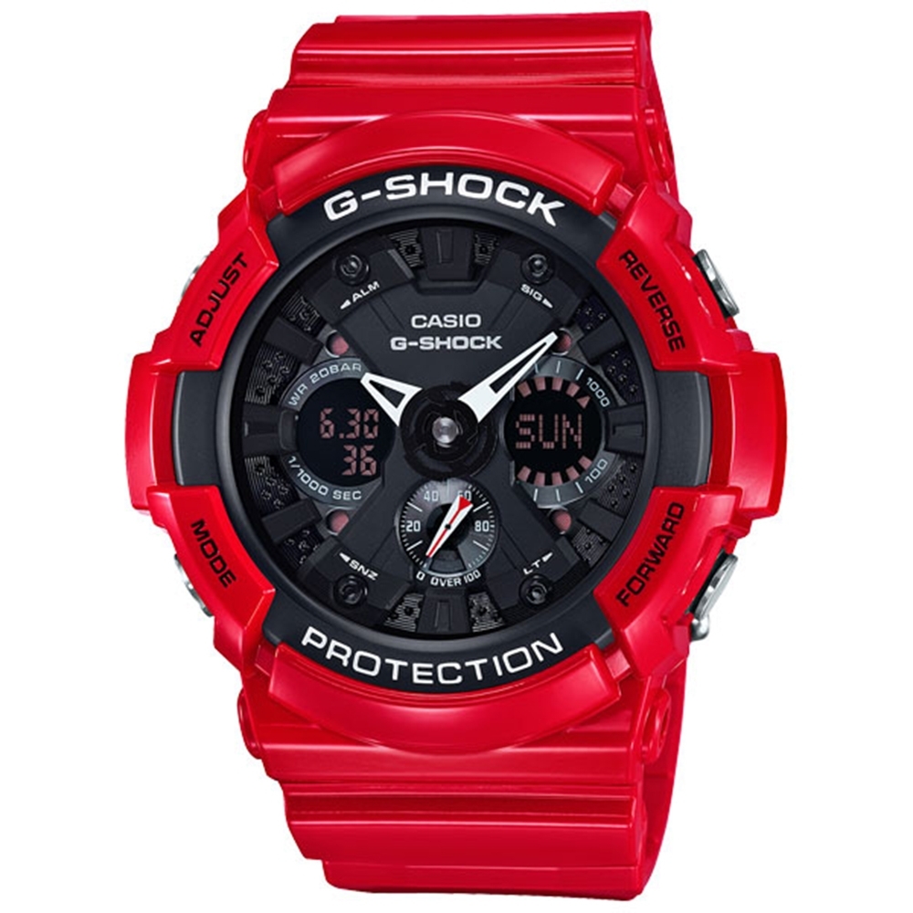CASIO卡西歐G-SHOCK經典紅限定紅色大錶殼腕錶-紅(GA-201RD-4A)
